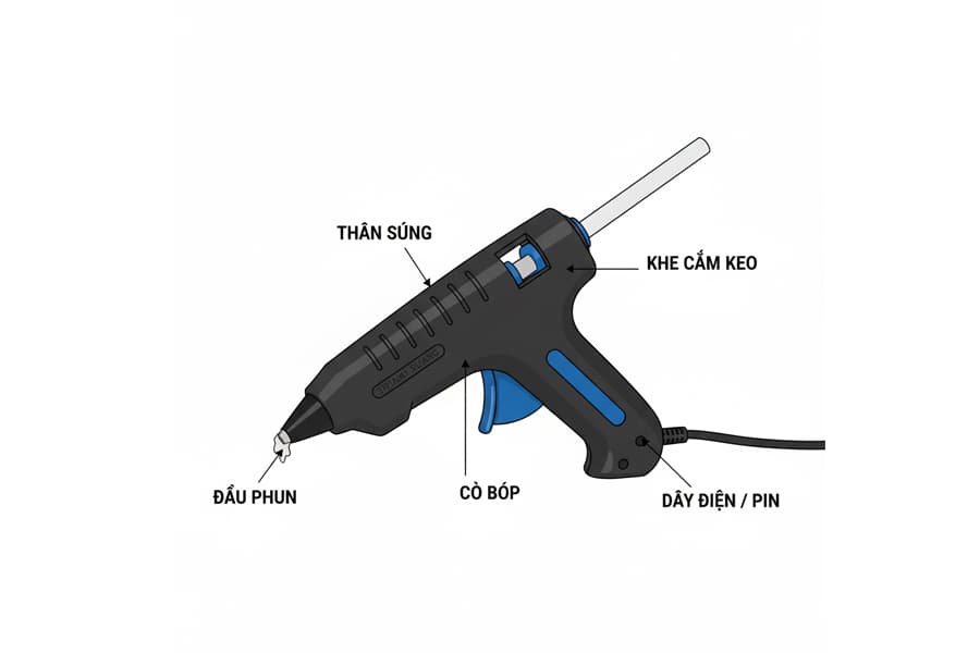 Ảnh: cấu tạo của súng bắn keo